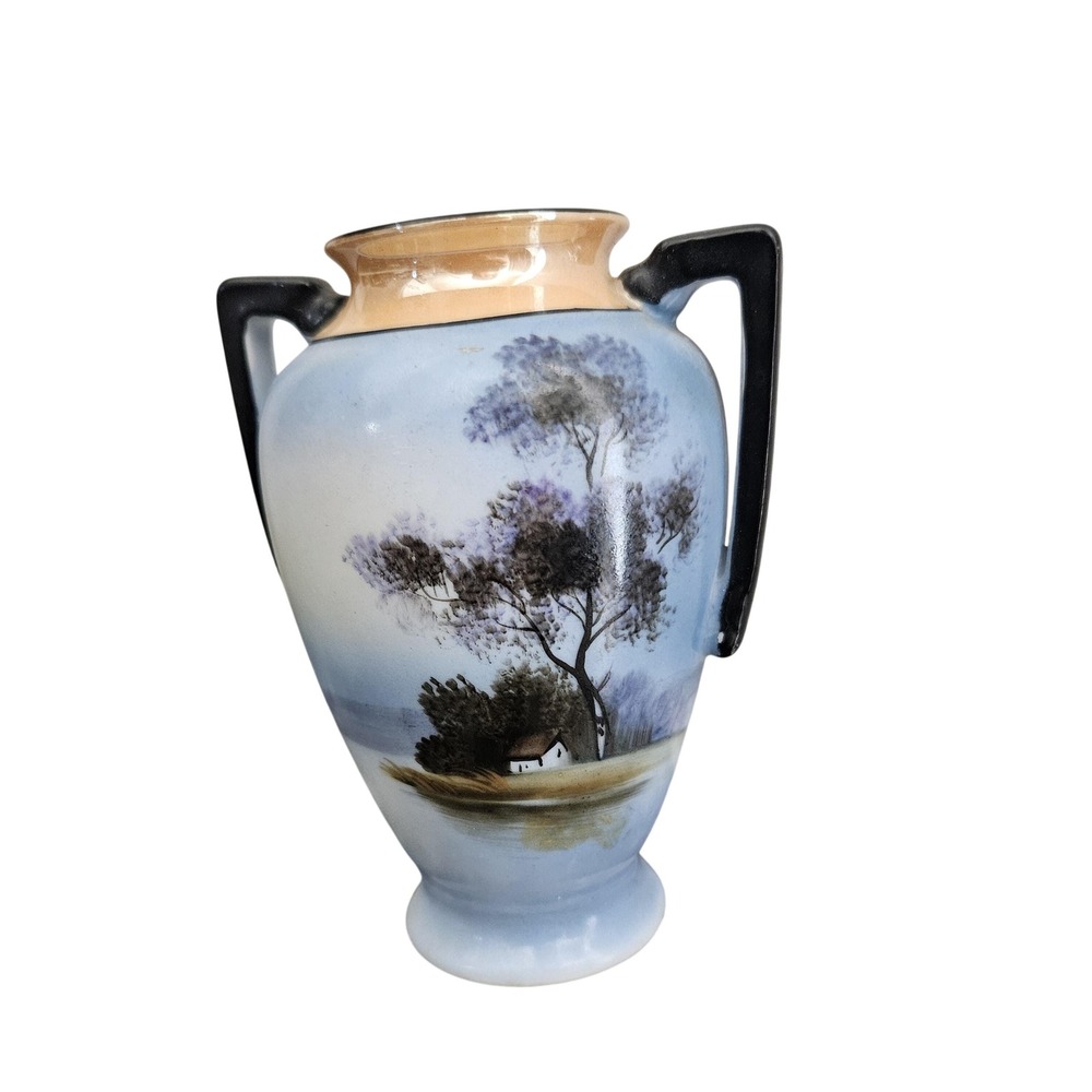 Vintage Japanese Lusterware Double Handle Handpainted 5" MCM